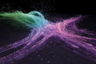 Data particles forming into a cluster event