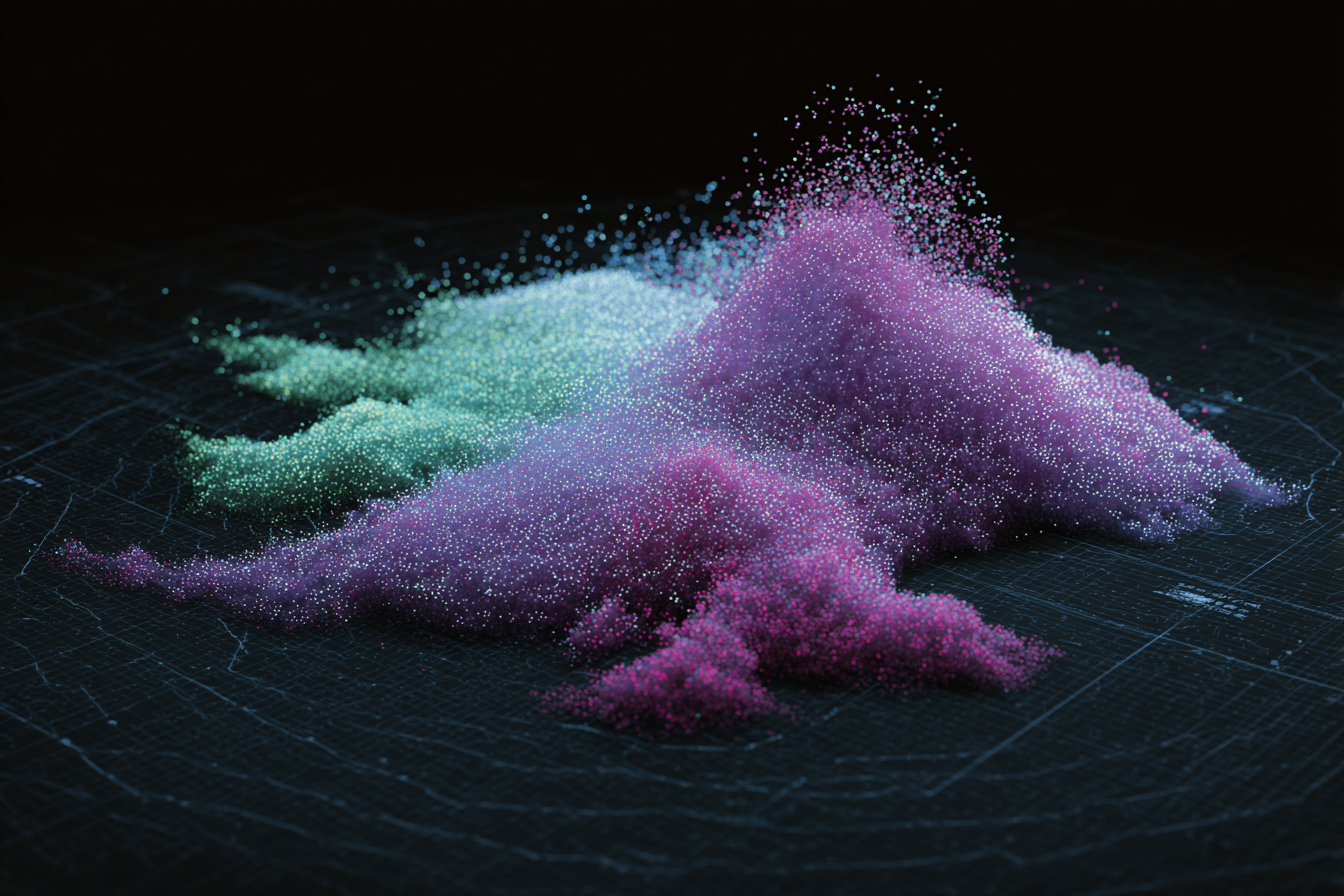 Particle density field with visible spheres