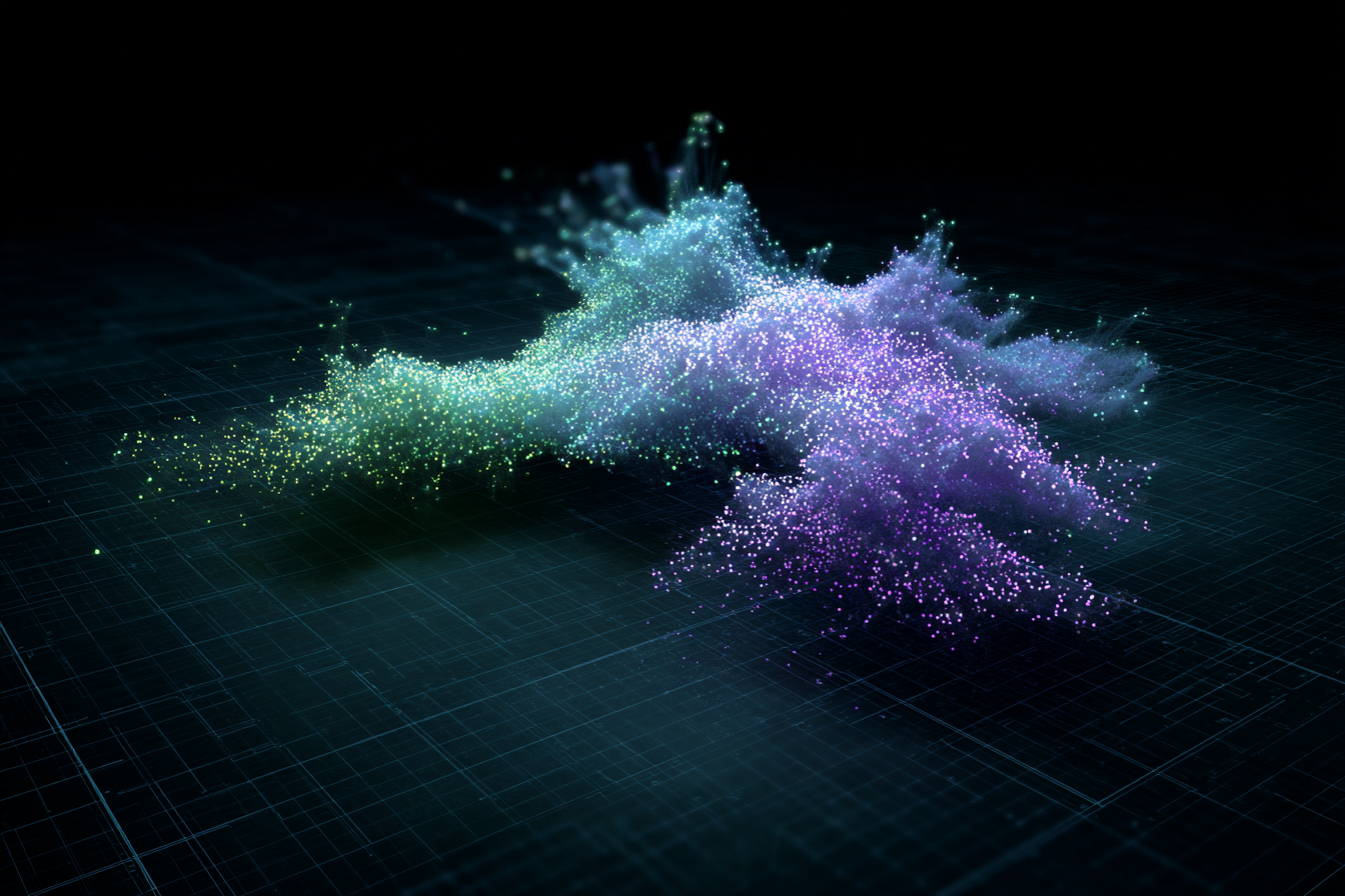 Particle mass above prominent grid floor